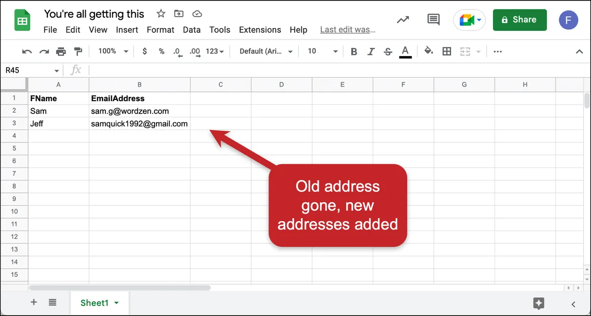Edit the Google Sheet