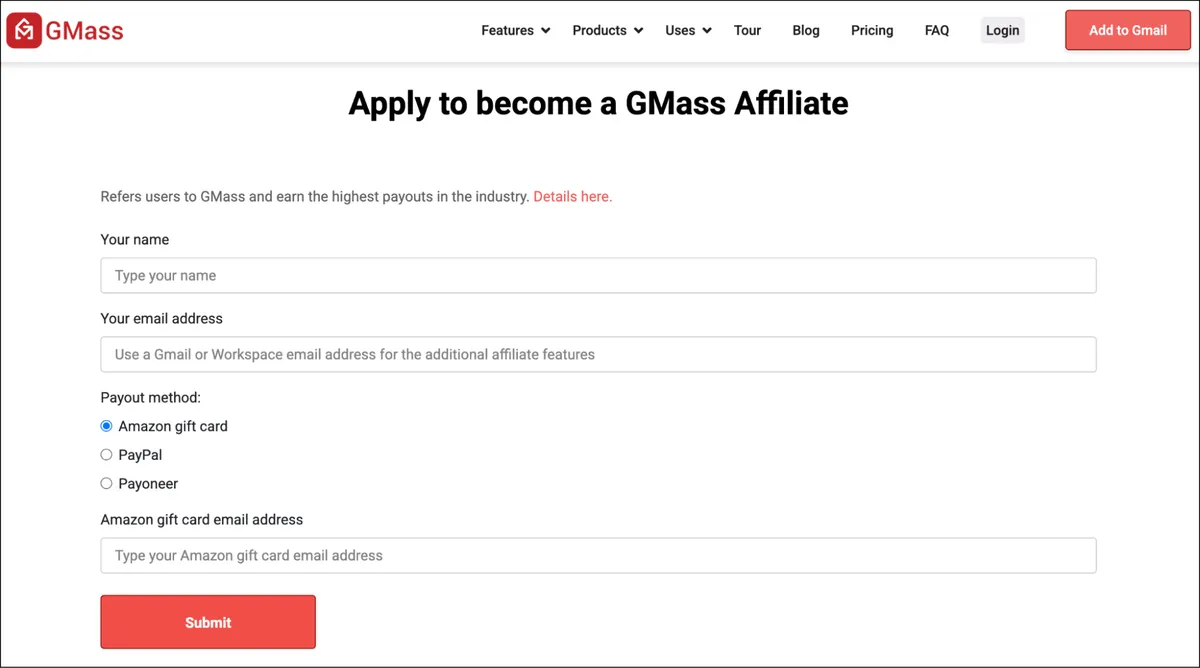 The short application