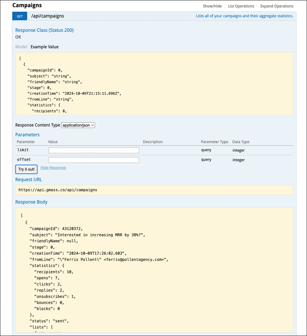 Getting all reporting data for all campaigns with the GMass API