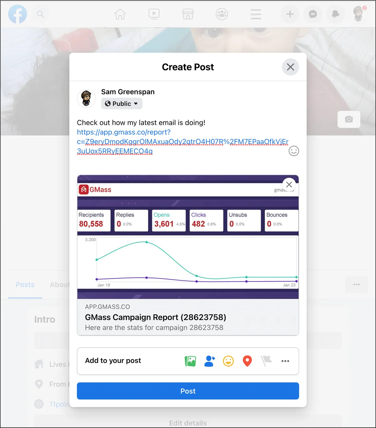 Post your shareable report