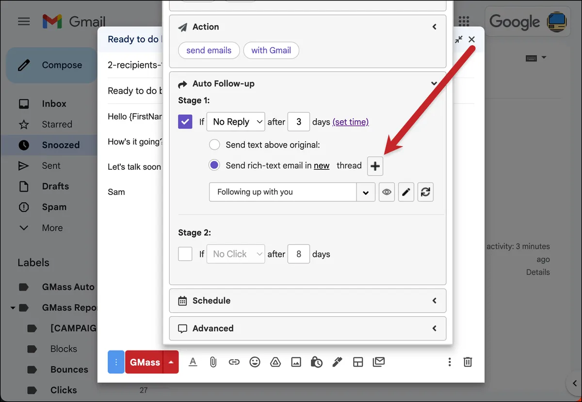 Click the plus sign to create a new template