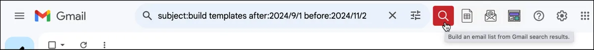 Building a list from a search in Gmail