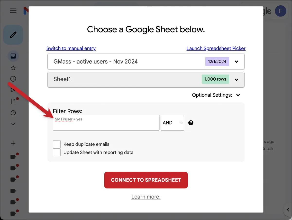 Google Sheets filtering in GMass