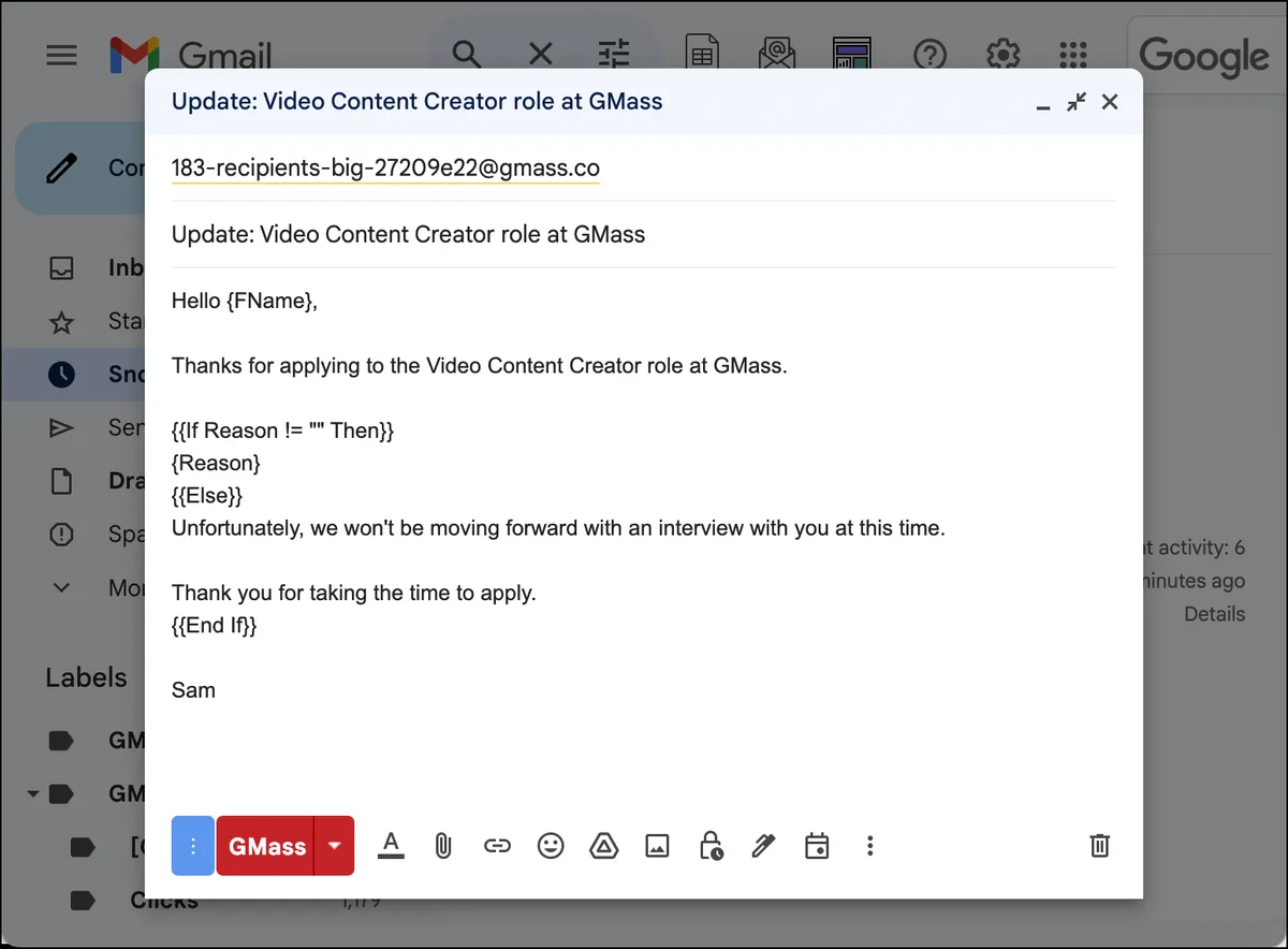 Using mail merge and conditional content in hiring