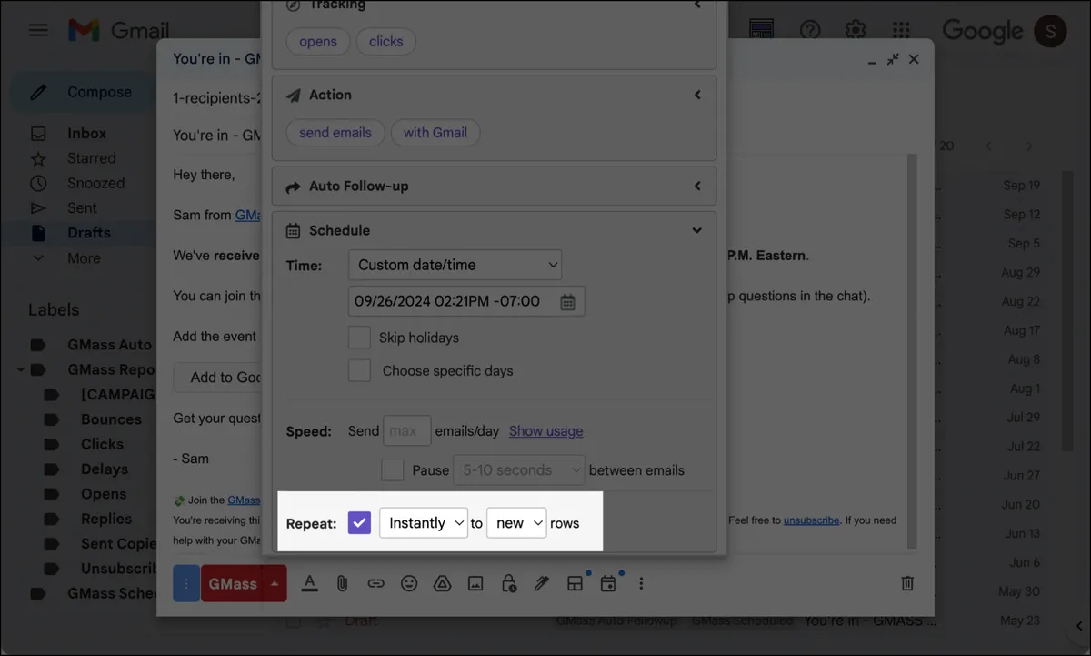 Sending recurring campaigns