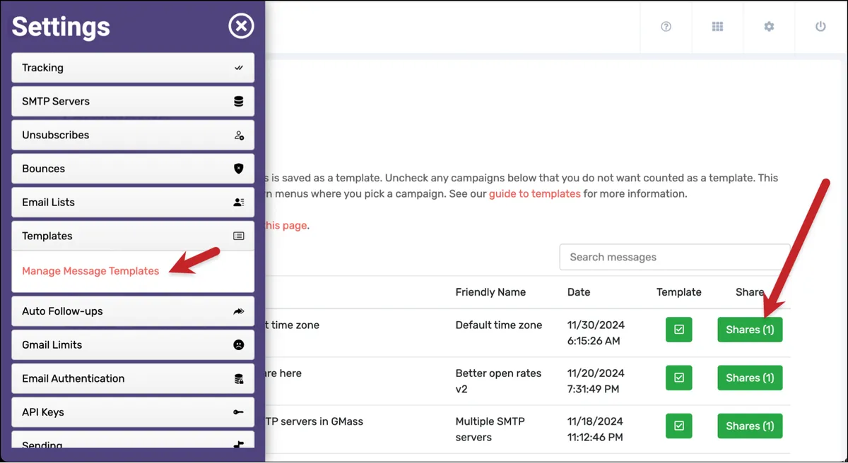 Sharing templates in GMass