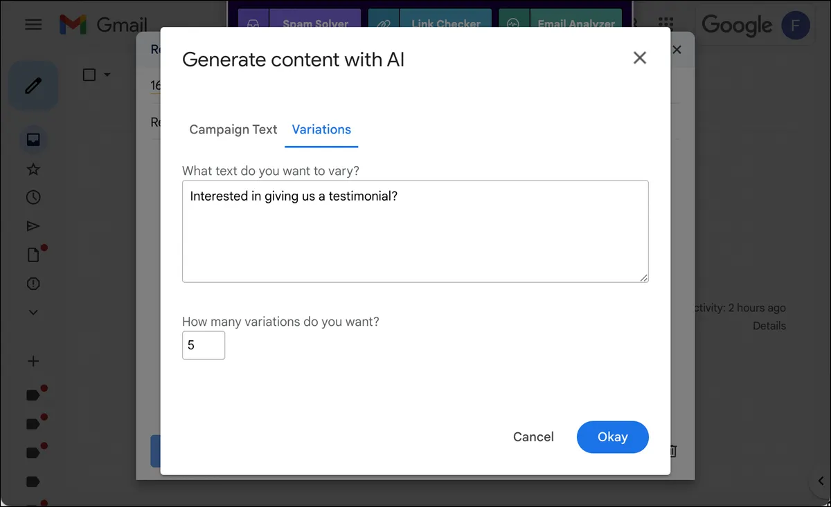 Using the AI spintax generator