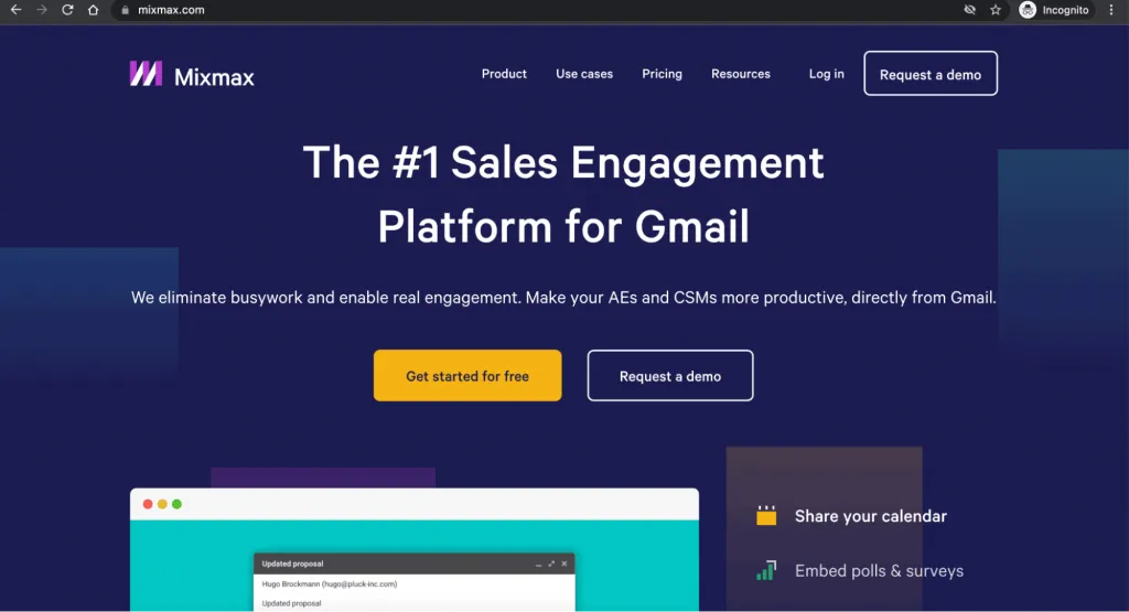 Mixmax home page