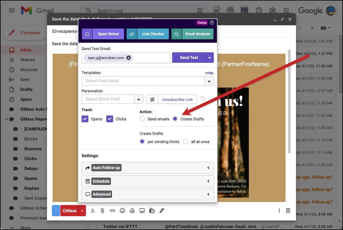 Create drafts of your emails