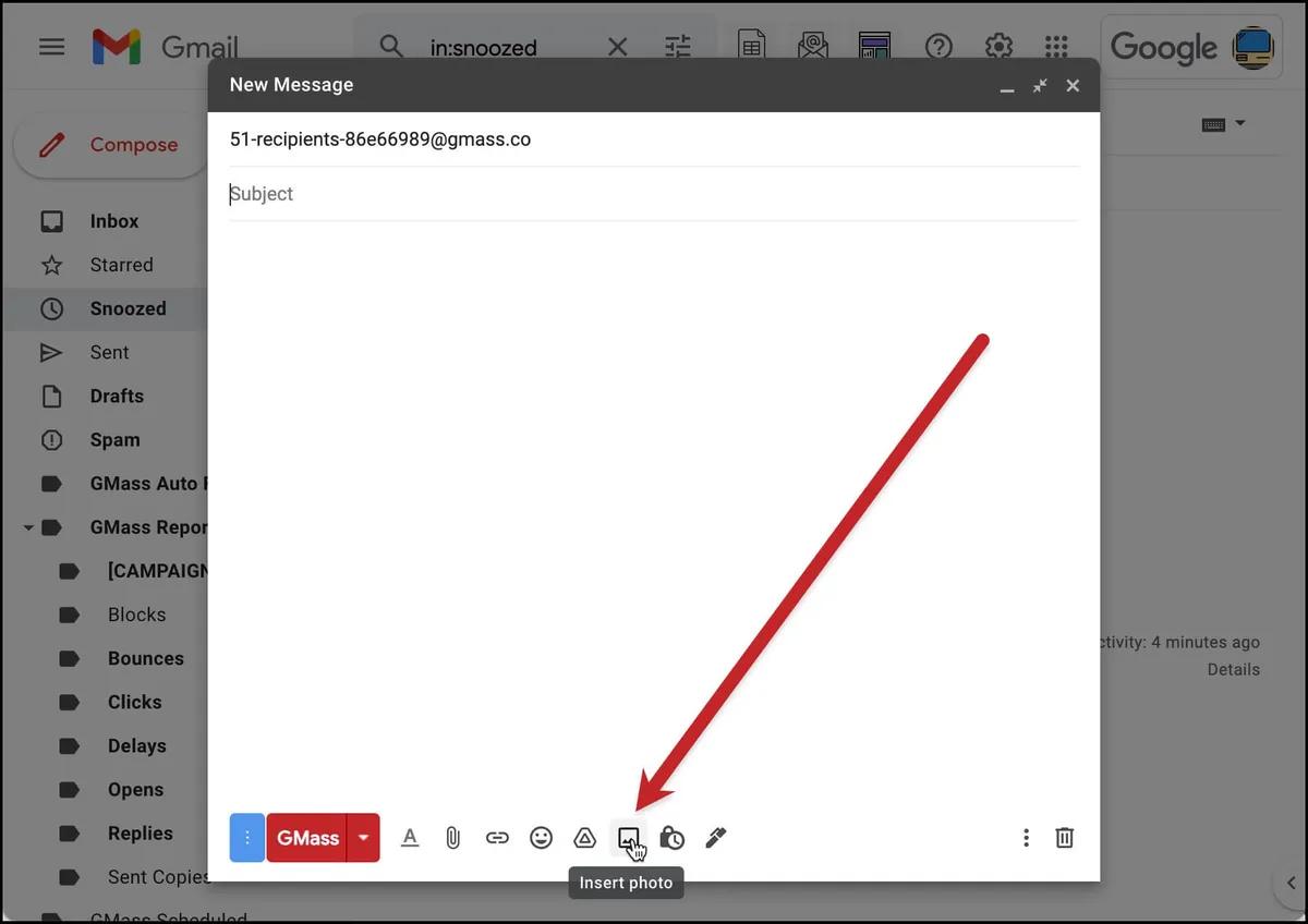 Insert photo in Gmail