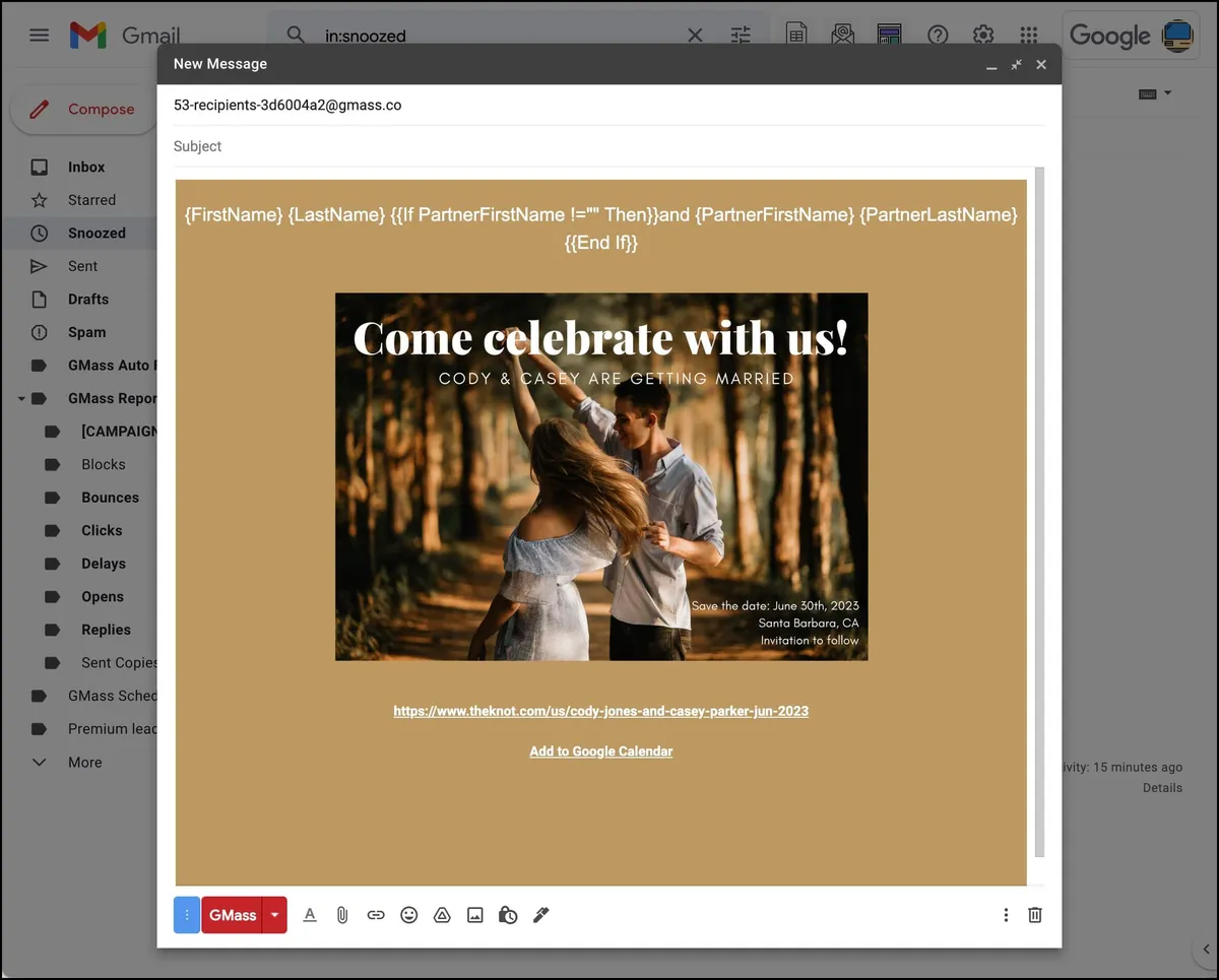 My email with formatting tweaks galore