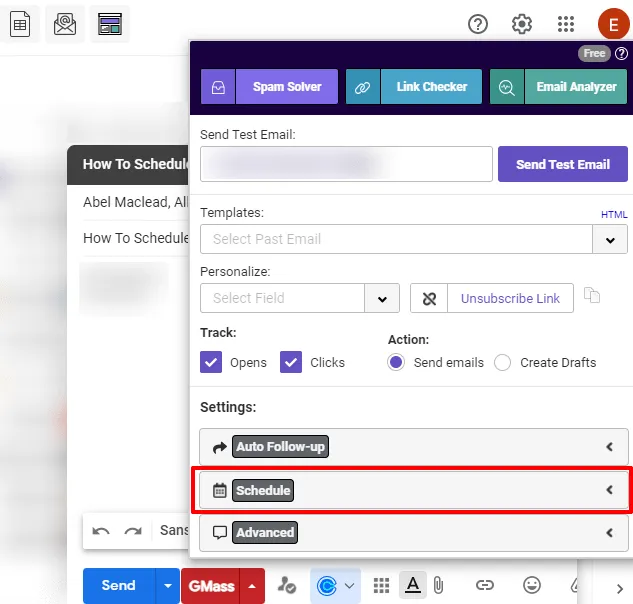 schedule tab