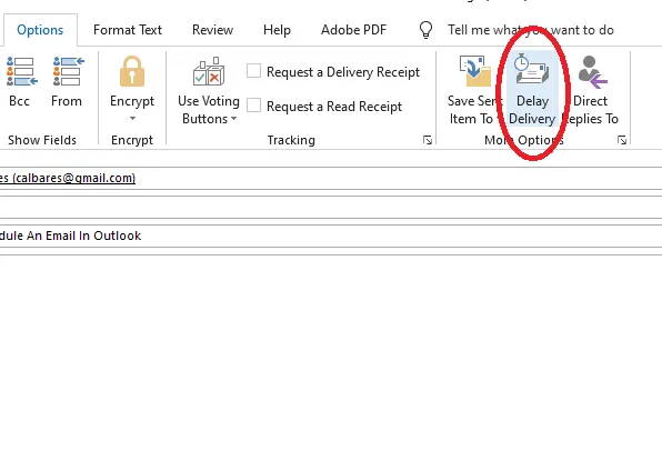delay delivery under more options