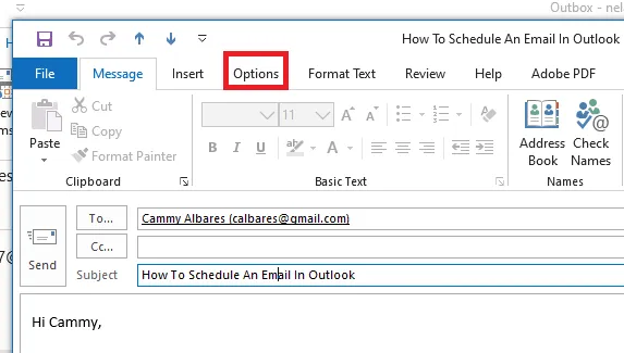 click on options