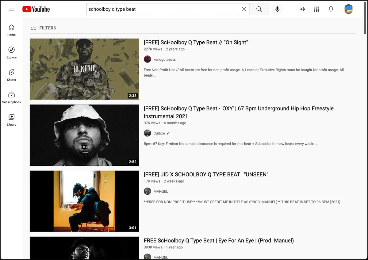 YouTube type beats