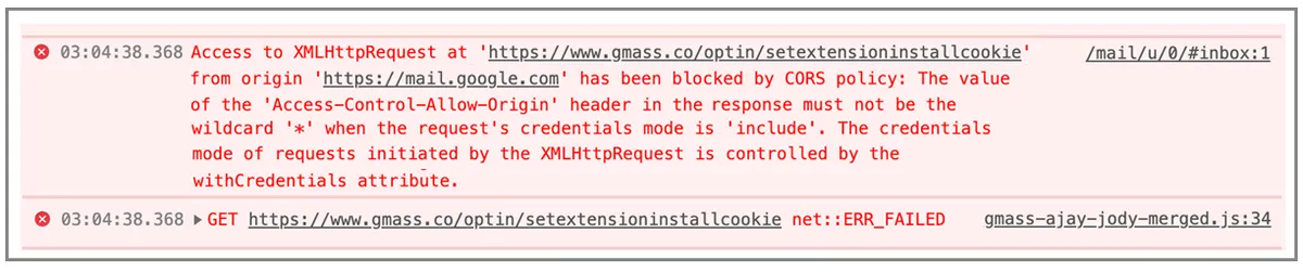 with credentials false