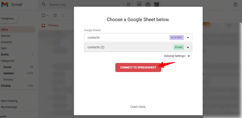 connect to spreadsheet