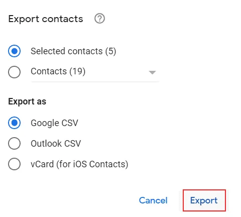 export button