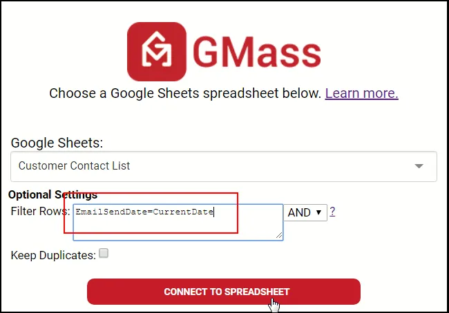 A different connection to our spreadsheet. Note the filter is changed from the previous example, with now it is not ignoring the year information.