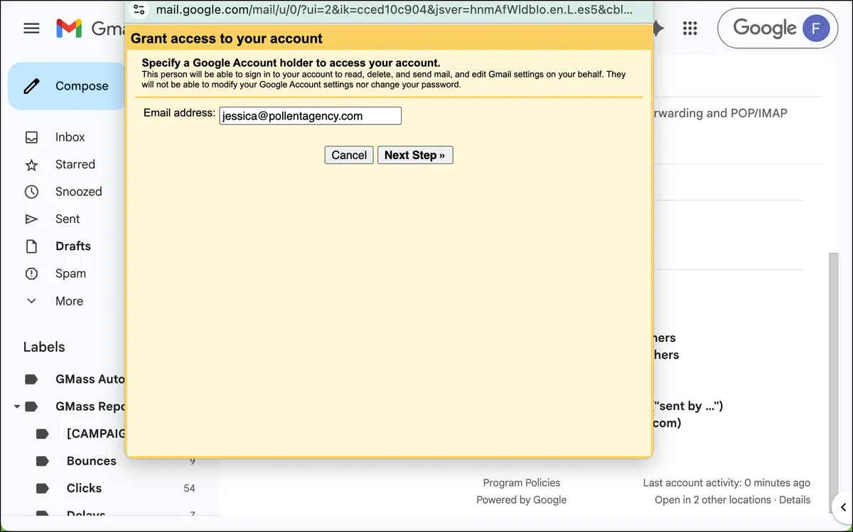 Enter the assistant's email address