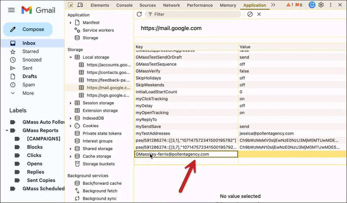 Type in the GMass Key
