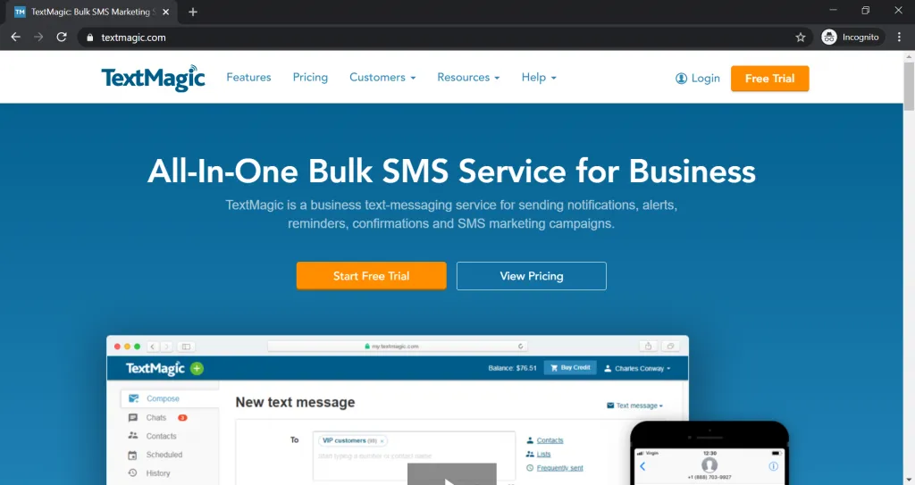 Gmail Text TextMagic