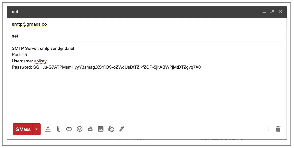 set Sendgrid SMTP server