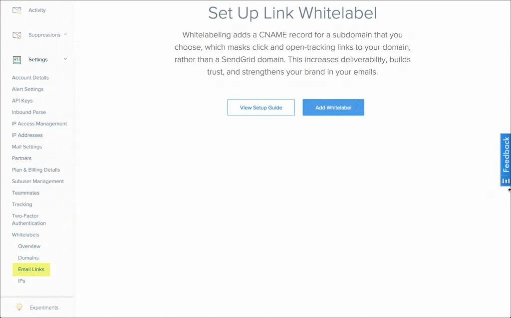 Sendgrid Link Whitelabel