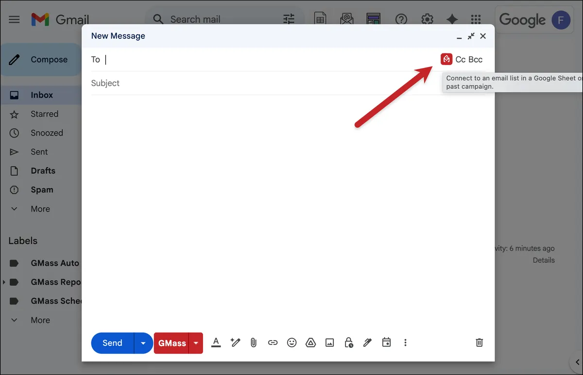 Click the icon to connect your Googl eSHeet