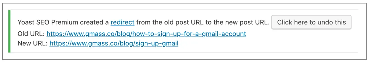 undo Yoast redirect