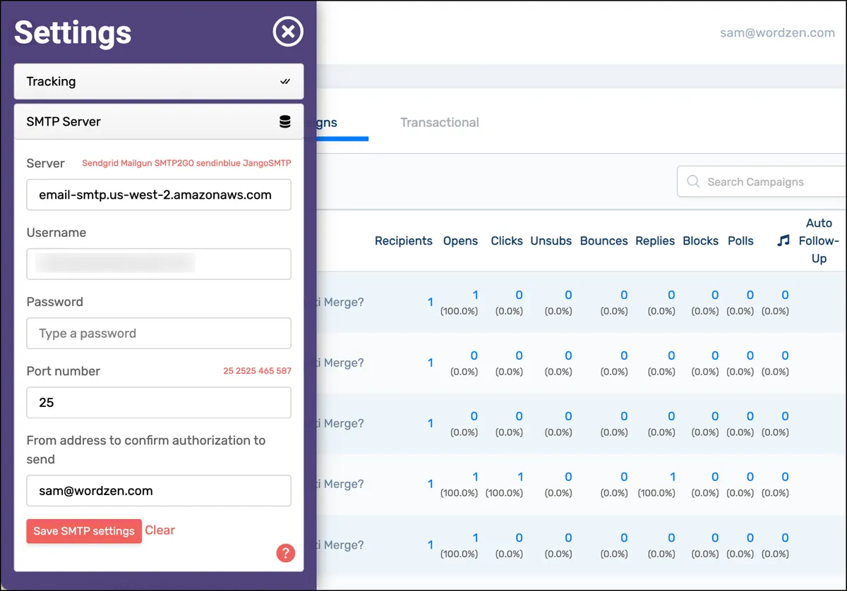 GMass adds account credentials