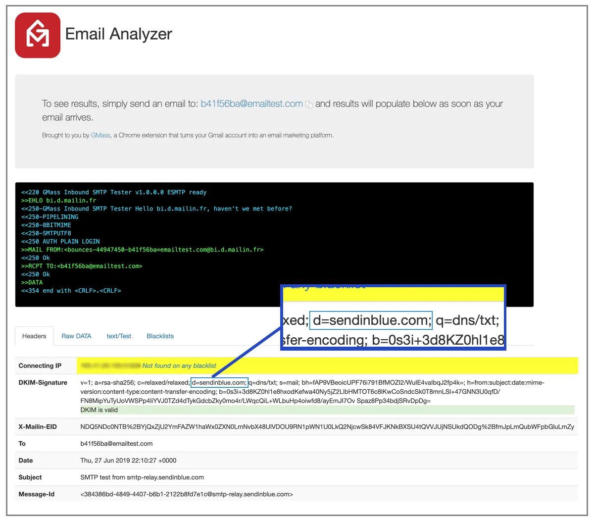 Sendinblue domain signature