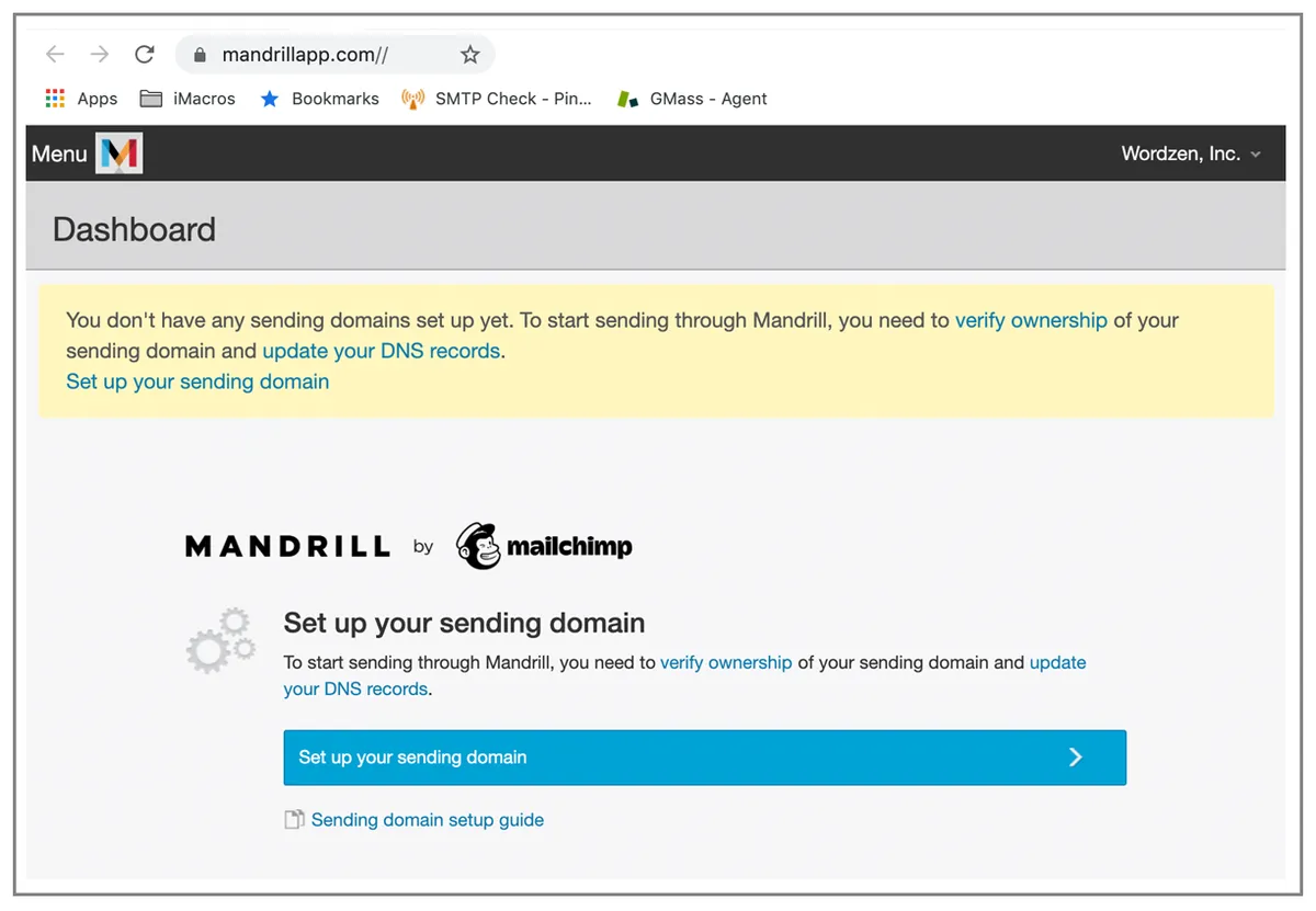 Mandrill set up domain