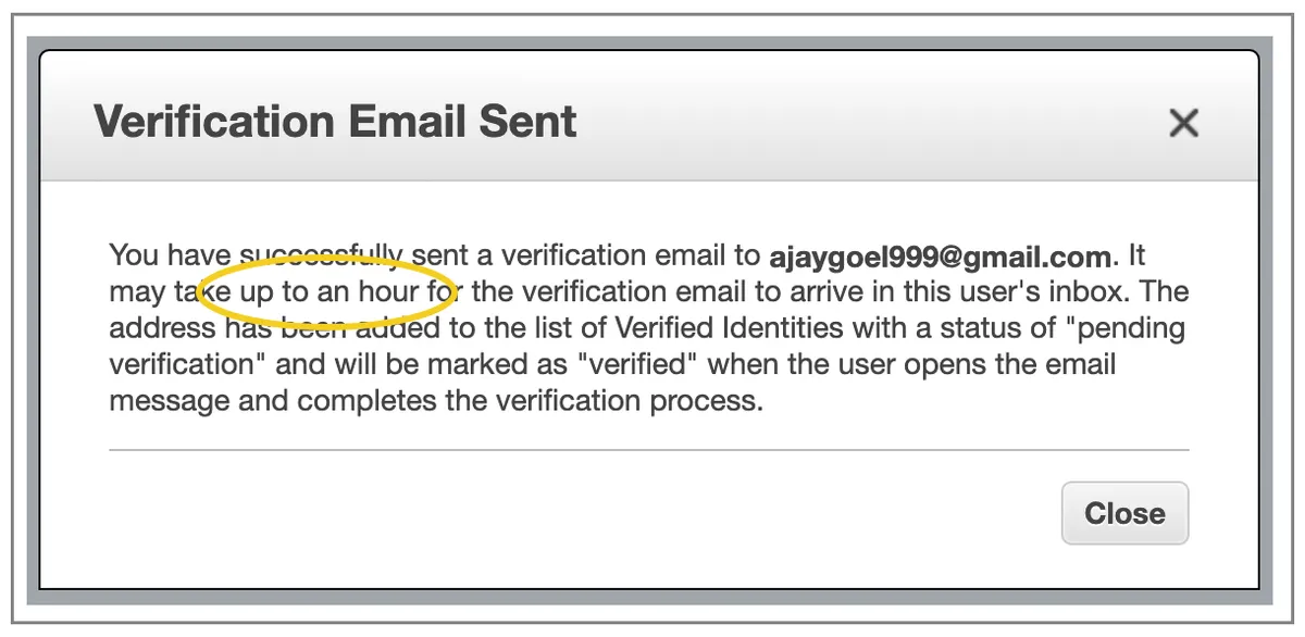 Amazon SES verification email