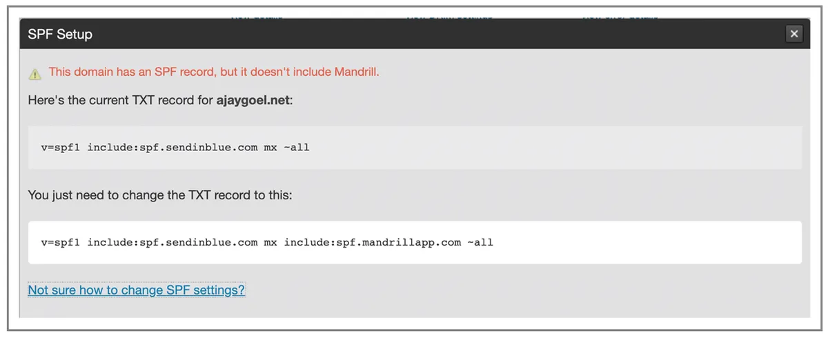 Mandrill SPF setup