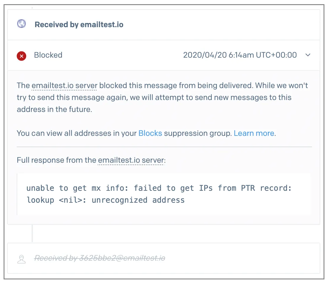 SendGrid email blocked