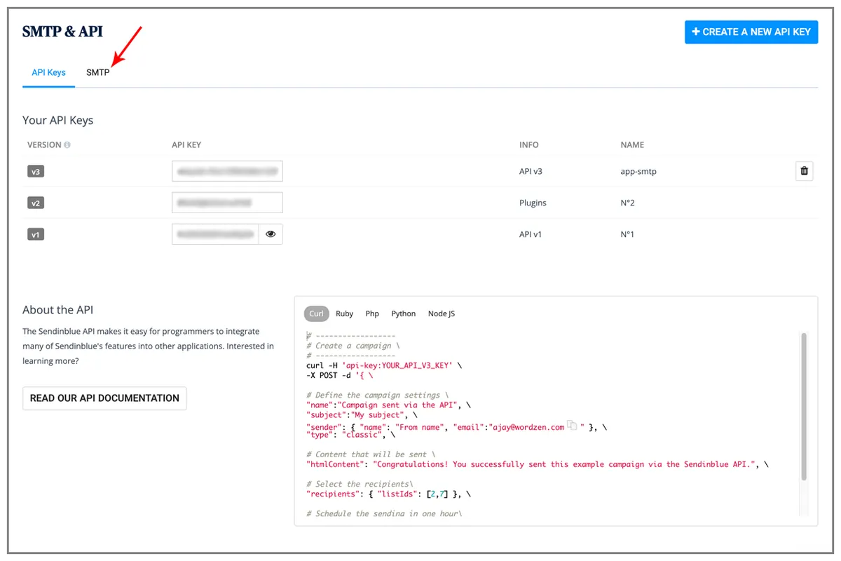 Sendinblue SMTP and API