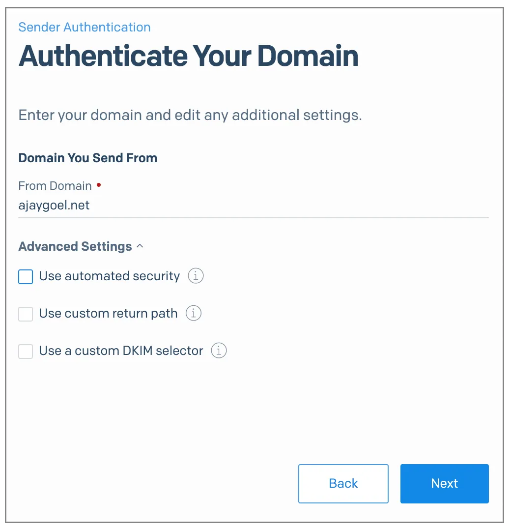 SendGrid From Domain