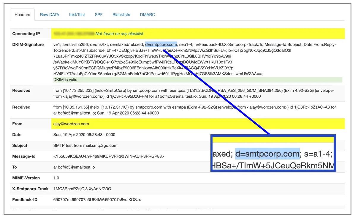SMTP2GO DKIM signature
