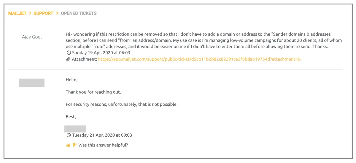 Mailjet customer service