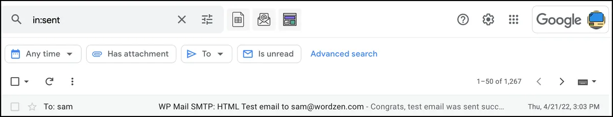 Transactional email in Sent folder
