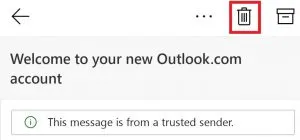 bin icon outlook