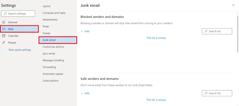 mail and junk email
