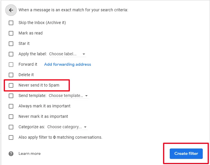 never send it to spam