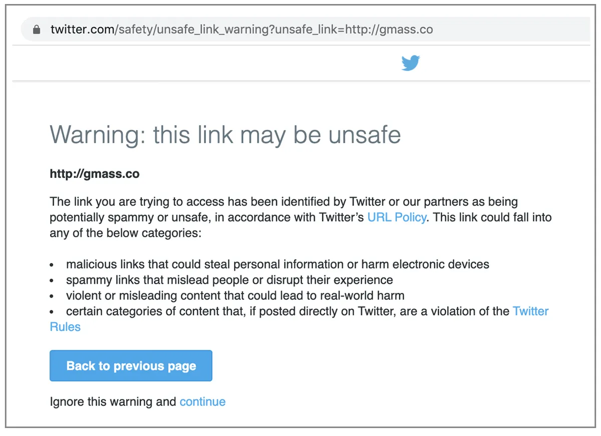 Twitter warning