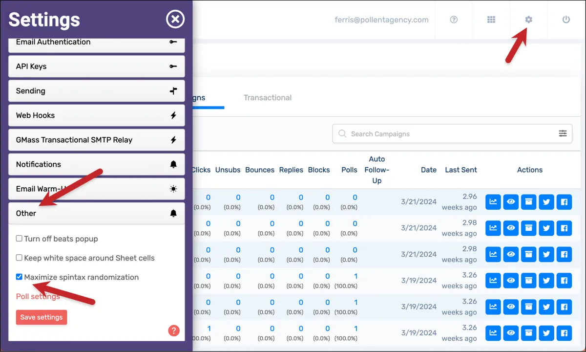 Setting up maximum spintax randomization in GMass