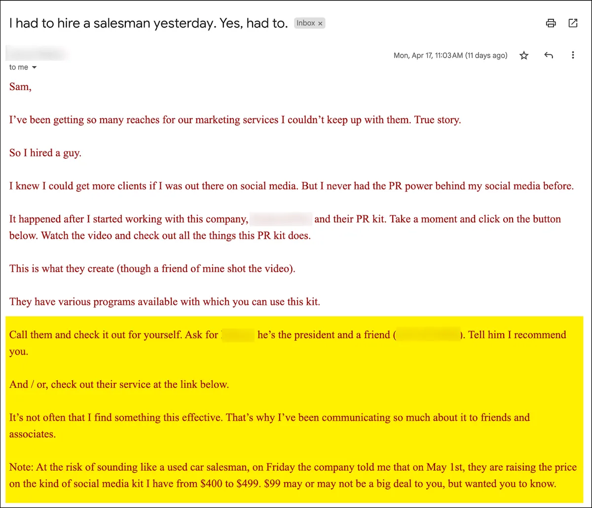 Star Story Solution: Original email CTA