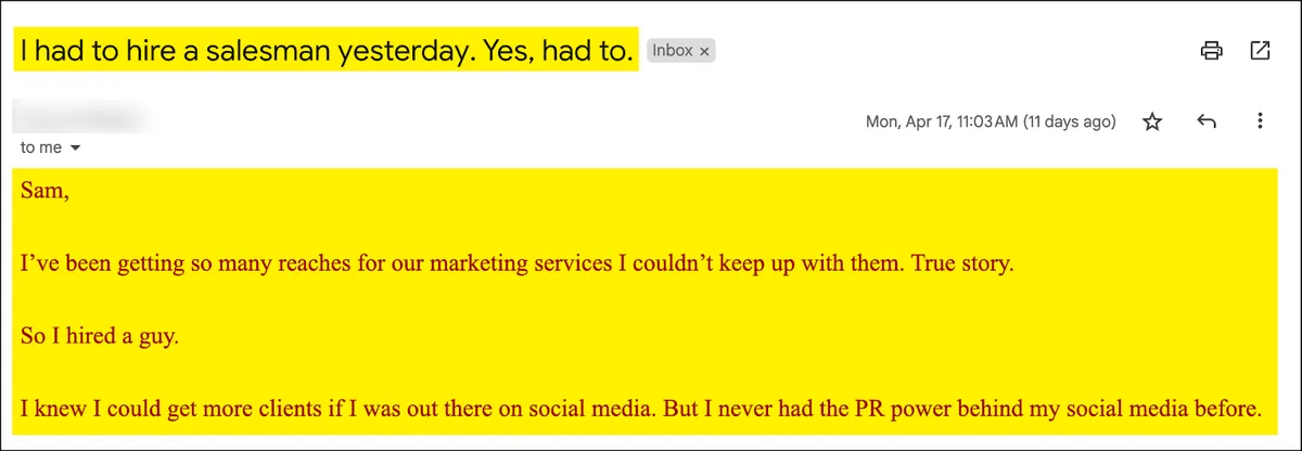 Star-Story-Solution: Original email star