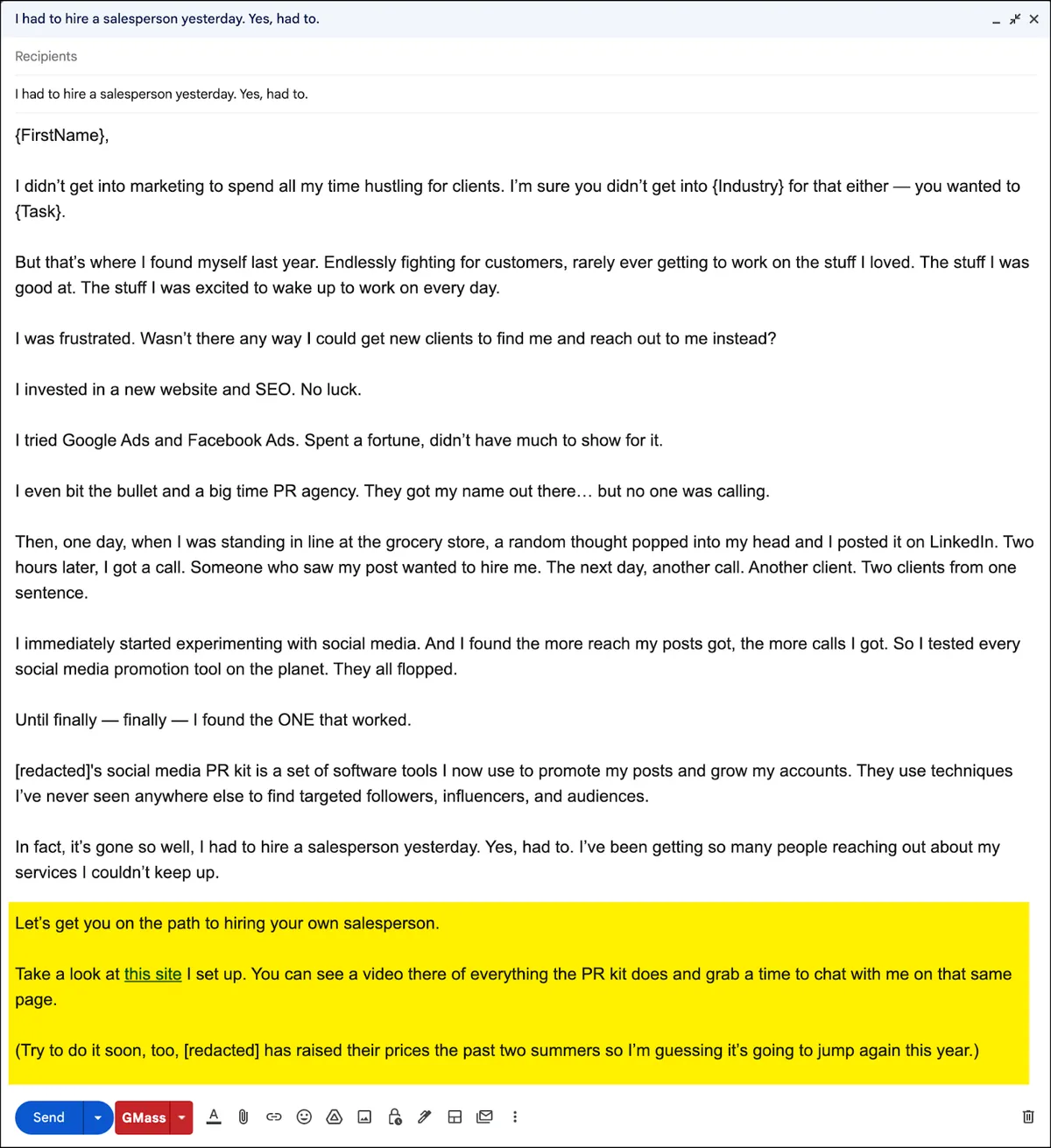Revised email CTA