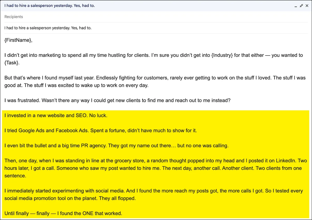 Revised email story